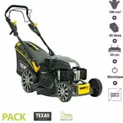 Tondeuse Thermique Tractée 196 Cc 4,9cv Démarrage électrique 53cm Coupe Mulching TEXAS Premium 5370TR/WE - Gris