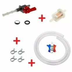 CYCLINGCOLORS Kit Essence Universel : Robinet M10 X 100 Rouge + Durite + Filtre + Collier