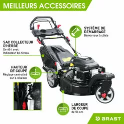 Tondeuse Thermique Autotractée 3 Roues 360° TRIKE 224cc 7cv 53cm 60 L Acier Propulsion Arrière De La Marque Française GT - TRIKE De BRAST -Tondeuse Et Accessoires Boutique 32041799 3