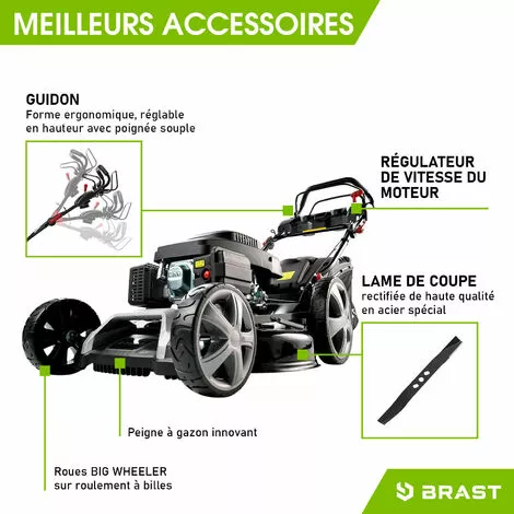 Tondeuse Thermique Tractée 53cm 224cc 2.800 Trs/min 7cv Moteur De Marque 4 Temps 60l Réglage Central 30-80mm, Capot En Tôle En Acier, 4 En 1 - 21224 POWER De Brast 7 Tondeuse Thermique Tractée 53cm 224cc 2.800 Trs/min 7cv Moteur De Marque 4 Temps 60l Réglage Central 30-80mm, Capot En Tôle En Acier, 4 En 1 - 21224 POWER De Brast – Image 5