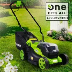 Tondeuse Electrique Sans Fil à Batterie 40V Coupe 34cm Incl. Batteries Et Chargeurs, Sac 35l 60 Min Sans Charge, Réglage Central De Coupe En 6 étapes - Tondeuse Electrique Sans Fil De BRAST