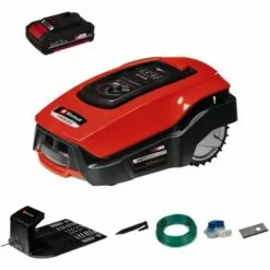Einhell Robot Tondeuse FREELEXO 500 BT Power X-Change (18 V, 500m2, Tondeuse Multizone, Contrôle Des Applications Bluetooth, Avec Accessoires D'installation) Livré Avec Batterie 2,5 Ah + Kit D'installation