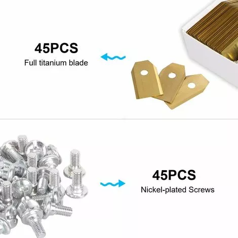 TINOR 45 Pièces Lames Tondeuse En Titane, Lame Robot Tondeuse Pour Husqvarn/Automower/Yardforce/Gardena Avec Vis, Lames De Rechange Pour Modèles 105, 310, 315, 320, 420, 430x, R40i 7 TINOR 45 Pièces Lames Tondeuse En Titane, Lame Robot Tondeuse Pour Husqvarn/Automower/Yardforce/Gardena Avec Vis, Lames De Rechange Pour Modèles 105, 310, 315, 320, 420, 430x, R40i – Image 5