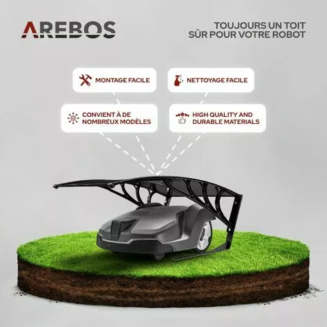 AREBOS AREBOS Garage De Tondeuse Robot | Abri Pour Robot | Taille 102 X 79 X 46 Cm | Résistant Aux Intempéries + Protection UV | Avec Pieds En Métal | Matériel De Montage Inclus Noir - Noir 3 AREBOS AREBOS Garage De Tondeuse Robot | Abri Pour Robot | Taille 102 X 79 X 46 Cm | Résistant Aux Intempéries + Protection UV | Avec Pieds En Métal | Matériel De Montage Inclus Noir - Noir – Image 2