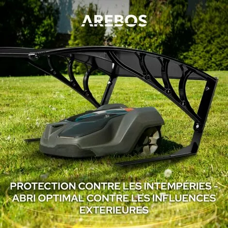 AREBOS AREBOS Garage De Tondeuse Robot | Abri Pour Robot | Taille 102 X 79 X 46 Cm | Résistant Aux Intempéries + Protection UV | Avec Pieds En Métal | Matériel De Montage Inclus Noir - Noir 6 AREBOS AREBOS Garage De Tondeuse Robot | Abri Pour Robot | Taille 102 X 79 X 46 Cm | Résistant Aux Intempéries + Protection UV | Avec Pieds En Métal | Matériel De Montage Inclus Noir - Noir – Image 5