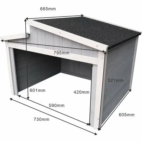 WILTEC Garage Pour Robot-tondeuse Toit Gradin Bois Massif Abri Carport Gris 60,5x73x66,5cm 6 WILTEC Garage Pour Robot-tondeuse Toit Gradin Bois Massif Abri Carport Gris 60,5x73x66,5cm – Image 4