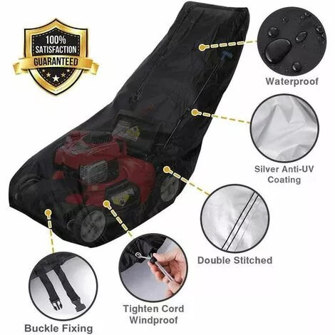 AOUGO Couverture Tondeuse à Gazon Housse De Tondeuse à Gazon Protection Pour Tondeuse Noir 74×39×25 Inches 5 AOUGO Couverture Tondeuse à Gazon Housse De Tondeuse à Gazon Protection Pour Tondeuse Noir 74×39×25 Inches – Image 3