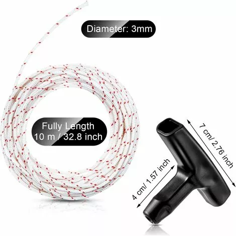 OUSUDELA Corde de démarrage 10m - 3mm avec 3 poignées - Compatible tondeuse, tronçonneuse, débroussailleuse 4 OUSUDELA Corde de démarrage 10m - 3mm avec 3 poignées - Compatible tondeuse, tronçonneuse, débroussailleuse – Image 2