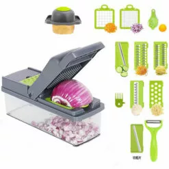 DONTODENT 12 En 1 Mandolines De Cuisine Professionnelle, Coupe Legume Avec 6 Lames En Remplaçables, Coupe Legumes Multifonctions Pour Trancher, Couper Et Râper Les Légumes