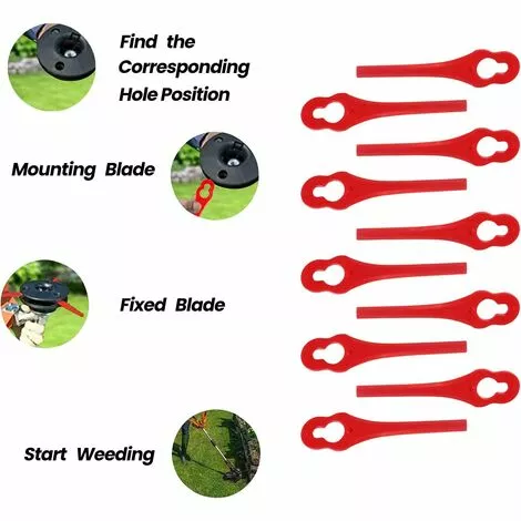FVBJD Lot De 100 Tondeuse à Gazon En Plastique Lames, Lames De Rechange Pour Coupe Bordure, Pelouse Tondeuse Accessoires, Lames Plastique Rechange, Gros Trou 10mm Petit Trou 5mm (R100) 5 FVBJD Lot De 100 Tondeuse à Gazon En Plastique Lames, Lames De Rechange Pour Coupe Bordure, Pelouse Tondeuse Accessoires, Lames Plastique Rechange, Gros Trou 10mm Petit Trou 5mm (R100) – Image 3