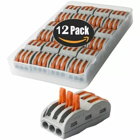 BEARSU Bornes De Connexion Automatique, Rapide Connecteur De Fil De Câble, Connecteur à écrou à Levier, Assortiment De Conducteurs Connecteurs De Fils Compacts SPL-3 (Paquet De 12) 3 BEARSU Bornes De Connexion Automatique, Rapide Connecteur De Fil De Câble, Connecteur à écrou à Levier, Assortiment De Conducteurs Connecteurs De Fils Compacts SPL-3 (Paquet De 12)