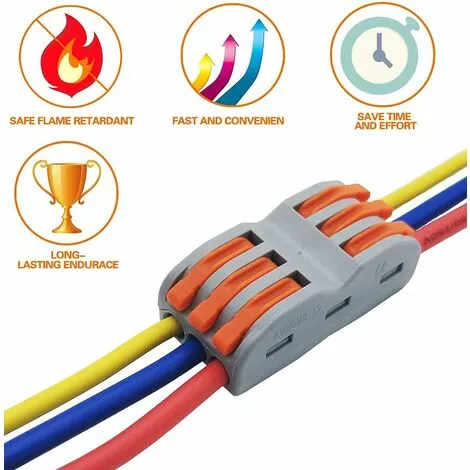 BEARSU Bornes De Connexion Automatique, Rapide Connecteur De Fil De Câble, Connecteur à écrou à Levier, Assortiment De Conducteurs Connecteurs De Fils Compacts SPL-3 (Paquet De 12) 7 BEARSU Bornes De Connexion Automatique, Rapide Connecteur De Fil De Câble, Connecteur à écrou à Levier, Assortiment De Conducteurs Connecteurs De Fils Compacts SPL-3 (Paquet De 12) – Image 5