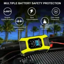 OSQI Chargeur De Batterie Intelligent 7A/12V Chargeur De Moto Rapide Portable Avec Mode De Réparation De Protection D'affichage LCD Pour Voiture Moto Auto Jaune -Tondeuse Et Accessoires Boutique 65501570 3