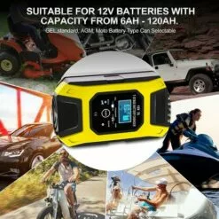 OSQI Chargeur De Batterie Intelligent 7A/12V Chargeur De Moto Rapide Portable Avec Mode De Réparation De Protection D'affichage LCD Pour Voiture Moto Auto Jaune -Tondeuse Et Accessoires Boutique 65501570 5