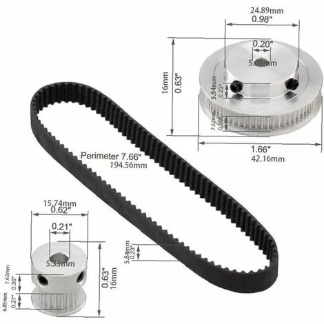 OSQI 2gt Roue Synchrone 20 60 Dents Alésage Poulie Synchrone En Aluminium GT2 Système De Poulie De Courroie De Distribution 7 OSQI 2gt Roue Synchrone 20 60 Dents Alésage Poulie Synchrone En Aluminium GT2 Système De Poulie De Courroie De Distribution – Image 5