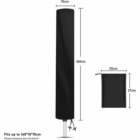 PESCE Housse De Protection Pour Séchoirs Parapluie , Tissu Oxford 420D Housse Étanche De Pour Séchoir De Jardins Cordes à Linge Rotatives, Ronde, 160x15x15cm (Noir) 4 PESCE Housse De Protection Pour Séchoirs Parapluie , Tissu Oxford 420D Housse Étanche De Pour Séchoir De Jardins Cordes à Linge Rotatives, Ronde, 160x15x15cm (Noir) – Image 2