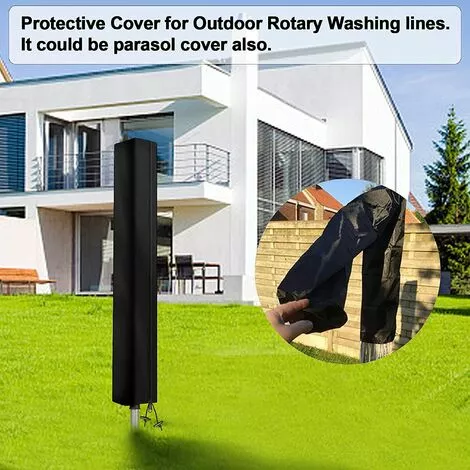 PESCE Housse De Protection Pour Séchoirs Parapluie , Tissu Oxford 420D Housse Étanche De Pour Séchoir De Jardins Cordes à Linge Rotatives, Ronde, 160x15x15cm (Noir) 7 PESCE Housse De Protection Pour Séchoirs Parapluie , Tissu Oxford 420D Housse Étanche De Pour Séchoir De Jardins Cordes à Linge Rotatives, Ronde, 160x15x15cm (Noir) – Image 5