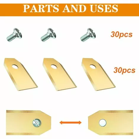 VERSAILLESFR 30 X Lames De Rechange En Titane Pour Tous Les Tondeuses De Jardin Automower Husqvarna/Gardena/Yard Force/Automower, Robuste (3.1 G / 0.75 Mm) Avec Vis - Or 5 VERSAILLESFR 30 X Lames De Rechange En Titane Pour Tous Les Tondeuses De Jardin Automower Husqvarna/Gardena/Yard Force/Automower, Robuste (3.1 G / 0.75 Mm) Avec Vis - Or – Image 4