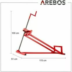 AREBOS Lève-tondeuse Tracteur-tondeuse Dispositif De Levage Cric | 450 Kg | Angle D'inclinaison à Environ 45° | Rouge | Stable Et Solide - Rouge -Tondeuse Et Accessoires Boutique 7557616 4