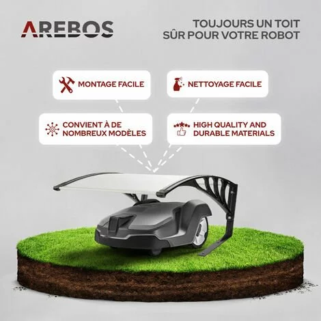 AREBOS Garage De Tondeuse Robot | Abri Pour Robot | Taille 102 X 79 X 46 Cm | Résistant Aux Intempéries + Protection UV | Avec Pieds En Métal | Matériel De Montage Inclus 3 AREBOS Garage De Tondeuse Robot | Abri Pour Robot | Taille 102 X 79 X 46 Cm | Résistant Aux Intempéries + Protection UV | Avec Pieds En Métal | Matériel De Montage Inclus – Image 2